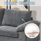 HOOOWOOO Wohnzimmer-Sofa mit breiter Armlehne, Kordstoff-Recamiere, umwandelbares Sofa mit Ottomanen