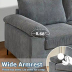 HOOOWOOO Wohnzimmer-Sofa mit breiter Armlehne, Kordstoff-Recamiere, umwandelbares Sofa mit Ottomanen