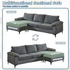 HOOOWOOO Wohnzimmer-Sofa mit breiter Armlehne, Kordstoff-Recamiere, umwandelbares Sofa mit Ottomanen