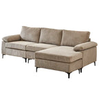 HOOOWOOO Wohnzimmer-Sofa mit breiter Armlehne, Kordstoff-Recamiere, umwandelbares Sofa mit Ottomanen