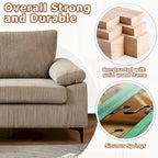 HOOOWOOO Wohnzimmer-Sofa mit breiter Armlehne, Kordstoff-Recamiere, umwandelbares Sofa mit Ottomanen