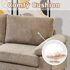 HOOOWOOO Wohnzimmer-Sofa mit breiter Armlehne, Kordstoff-Recamiere, umwandelbares Sofa mit Ottomanen