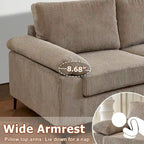 HOOOWOOO Wohnzimmer-Sofa mit breiter Armlehne, Kordstoff-Recamiere, umwandelbares Sofa mit Ottomanen