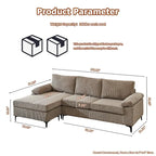 HOOOWOOO Wohnzimmer-Sofa mit breiter Armlehne, Kordstoff-Recamiere, umwandelbares Sofa mit Ottomanen