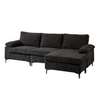 HOOOWOOO Wohnzimmer-Sofa mit breiter Armlehne, Kordstoff-Recamiere, umwandelbares Sofa mit Ottomanen