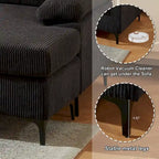 HOOOWOOO Wohnzimmer-Sofa mit breiter Armlehne, Kordstoff-Recamiere, umwandelbares Sofa mit Ottomanen