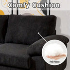 HOOOWOOO Wohnzimmer-Sofa mit breiter Armlehne, Kordstoff-Recamiere, umwandelbares Sofa mit Ottomanen