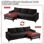 HOOOWOOO Wohnzimmer-Sofa mit breiter Armlehne, Kordstoff-Recamiere, umwandelbares Sofa mit Ottomanen