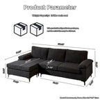 HOOOWOOO Wohnzimmer-Sofa mit breiter Armlehne, Kordstoff-Recamiere, umwandelbares Sofa mit Ottomanen