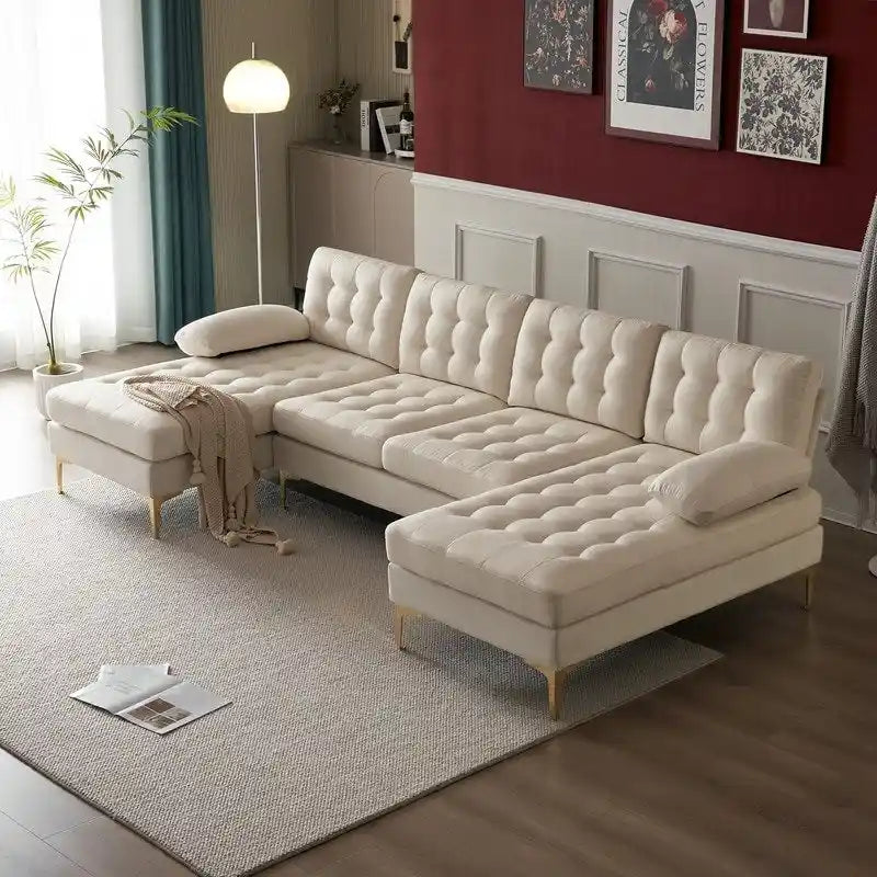 U-förmiges gepolstertes Armlehnen-Rückenlehnen-Sitzsofa in Beige