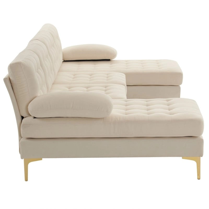 U-förmiges gepolstertes Armlehnen-Rückenlehnen-Sitzsofa in Beige