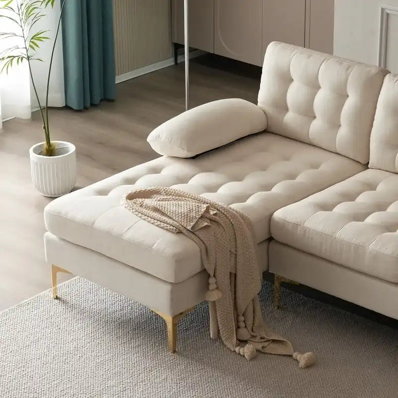 U-förmiges gepolstertes Armlehnen-Rückenlehnen-Sitzsofa in Beige