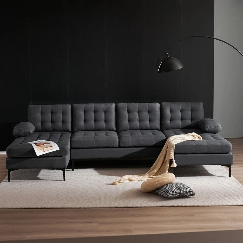 U-förmiges gepolstertes Armlehnen-Rückenlehnen-Sitzsofa in Beige