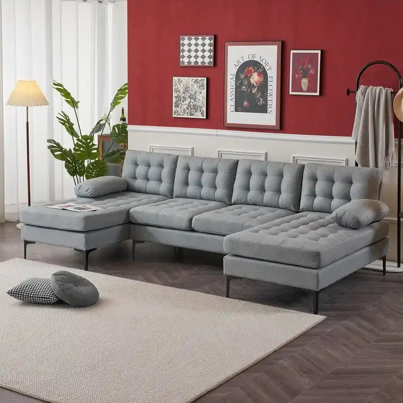 U-förmiges gepolstertes Armlehnen-Rückenlehnen-Sitzsofa in Beige