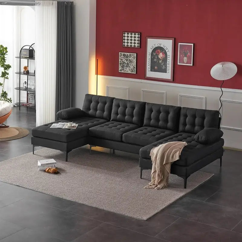 U-förmiges gepolstertes Armlehnen-Rückenlehnen-Sitzsofa in Beige