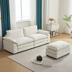 217*141*85 Chenille Zweisitzer mit Fußhocker Doppel-Sitzsack Indoor Doppelsitzer-Sofa - 2+1