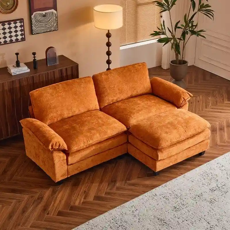 217*141*85 Chenille Zweisitzer mit Fußhocker Doppel-Sitzsack Indoor Doppelsitzer-Sofa - 2+1