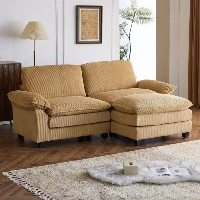 217*141*85 Chenille Zweisitzer mit Fußhocker Doppel-Sitzsack Indoor Doppelsitzer-Sofa - 2+1