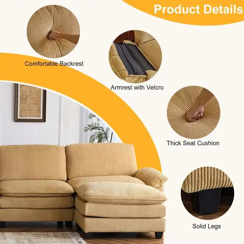 217*141*85 Chenille Zweisitzer mit Fußhocker Doppel-Sitzsack Indoor Doppelsitzer-Sofa - 2+1