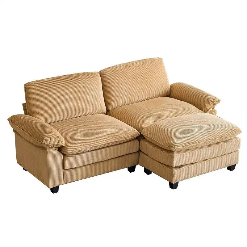 217*141*85 Chenille Zweisitzer mit Fußhocker Doppel-Sitzsack Indoor Doppelsitzer-Sofa - 2+1