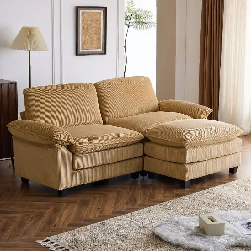 217*141*85 Chenille Zweisitzer mit Fußhocker Doppel-Sitzsack Indoor Doppelsitzer-Sofa - 2+1