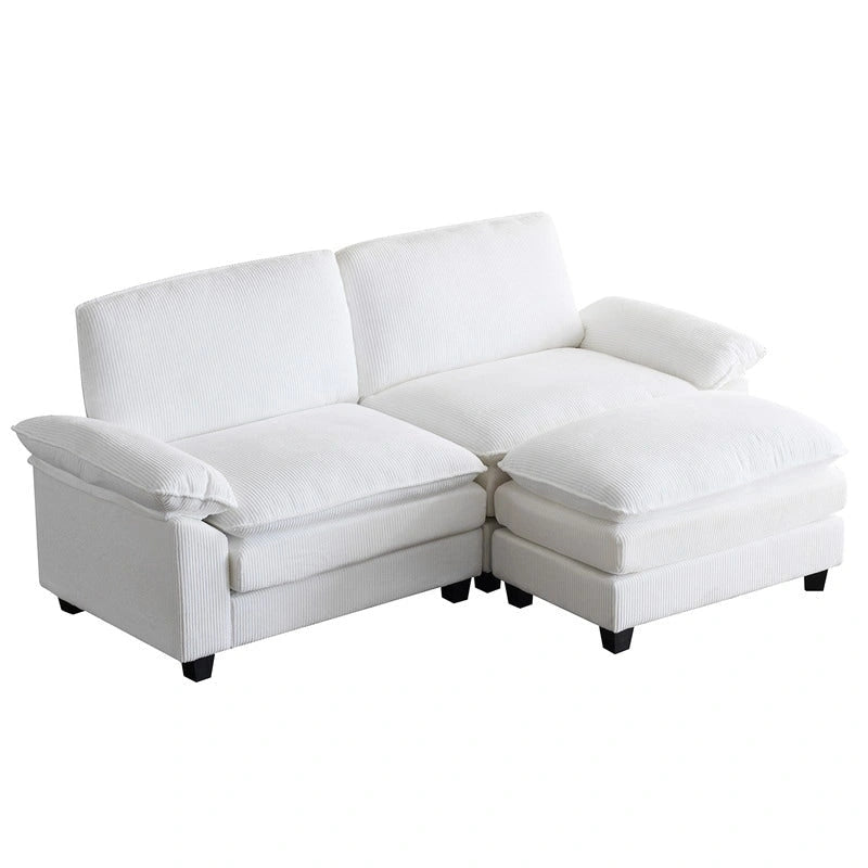 217*141*85 Chenille Zweisitzer mit Fußhocker Doppel-Sitzsack Indoor Doppelsitzer-Sofa - 2+1