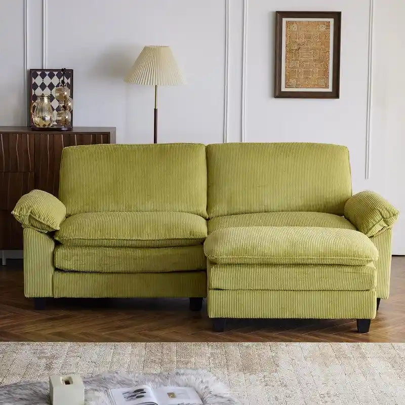 217*141*85 Chenille Zweisitzer mit Fußhocker Doppel-Sitzsack Indoor Doppelsitzer-Sofa - 2+1