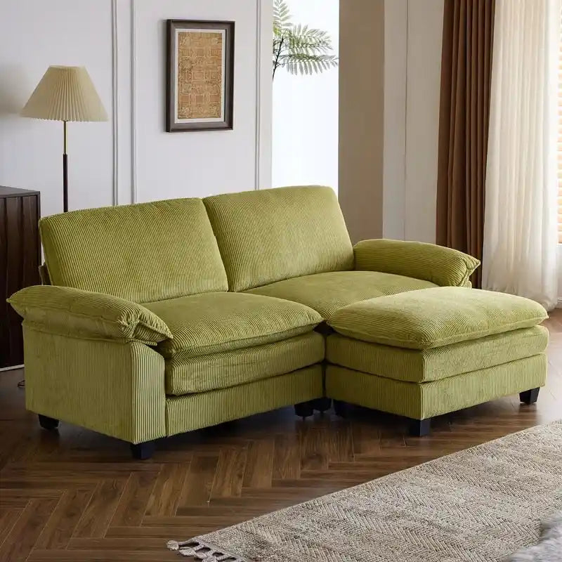 217*141*85 Chenille Zweisitzer mit Fußhocker Doppel-Sitzsack Indoor Doppelsitzer-Sofa - 2+1