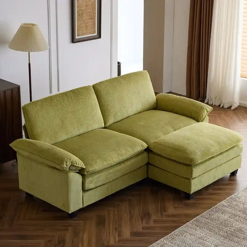 217*141*85 Chenille Zweisitzer mit Fußhocker Doppel-Sitzsack Indoor Doppelsitzer-Sofa - 2+1