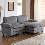 217*141*85 Chenille Zweisitzer mit Fußhocker Doppel-Sitzsack Indoor Doppelsitzer-Sofa - 2+1