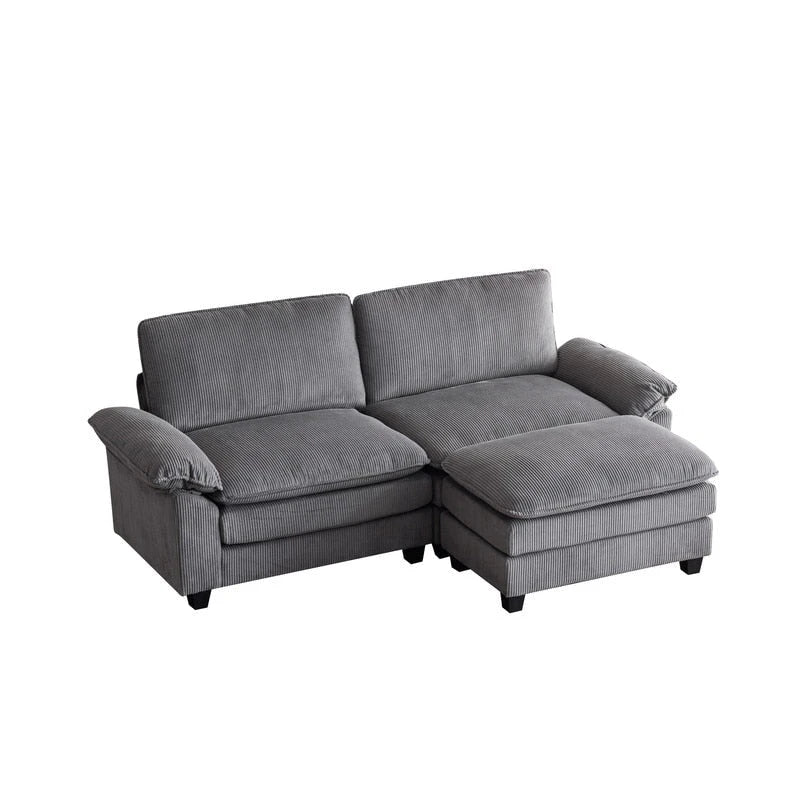 217*141*85 Chenille Zweisitzer mit Fußhocker Doppel-Sitzsack Indoor Doppelsitzer-Sofa - 2+1