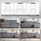 217*141*85 Chenille Zweisitzer mit Fußhocker Doppel-Sitzsack Indoor Doppelsitzer-Sofa - 2+1