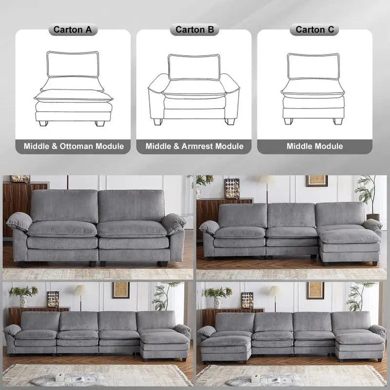 217*141*85 Chenille Zweisitzer mit Fußhocker Doppel-Sitzsack Indoor Doppelsitzer-Sofa - 2+1
