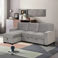 Schlafsofa Futonbett mit USB-Anschlüssen und Getränkehaltern, Sektionalsofa mit Stauraum-Recamiere