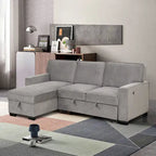 Schlafsofa Futonbett mit USB-Anschlüssen und Getränkehaltern, Sektionalsofa mit Stauraum-Recamiere