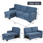 Schlafsofa Futonbett mit USB-Anschlüssen und Getränkehaltern, Sektionalsofa mit Stauraum-Recamiere