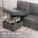 Schlafsofa Futonbett mit USB-Anschlüssen und Getränkehaltern, Sektionalsofa mit Stauraum-Recamiere