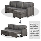 Schlafsofa Futonbett mit USB-Anschlüssen und Getränkehaltern, Sektionalsofa mit Stauraum-Recamiere