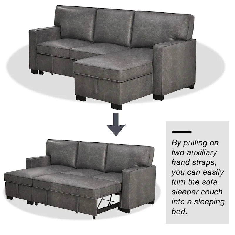 Schlafsofa Futonbett mit USB-Anschlüssen und Getränkehaltern, Sektionalsofa mit Stauraum-Recamiere