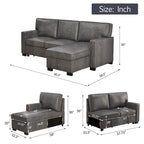 Schlafsofa Futonbett mit USB-Anschlüssen und Getränkehaltern, Sektionalsofa mit Stauraum-Recamiere