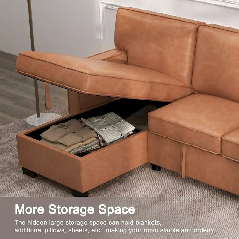 Schlafsofa Futonbett mit USB-Anschlüssen und Getränkehaltern, Sektionalsofa mit Stauraum-Recamiere