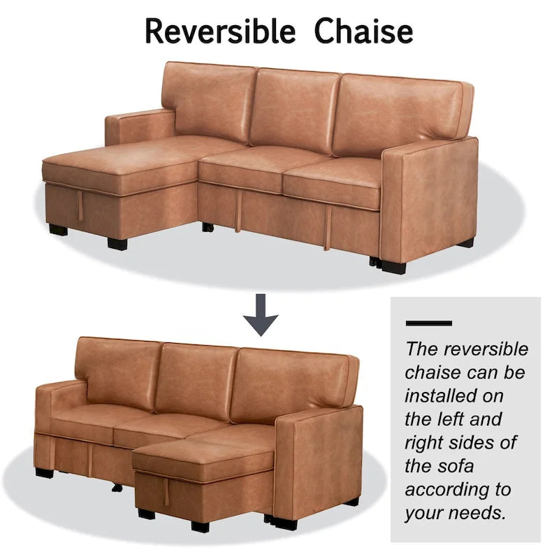 Schlafsofa Futonbett mit USB-Anschlüssen und Getränkehaltern, Sektionalsofa mit Stauraum-Recamiere