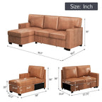Schlafsofa Futonbett mit USB-Anschlüssen und Getränkehaltern, Sektionalsofa mit Stauraum-Recamiere