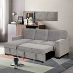 Schlafsofa Futonbett mit USB-Anschlüssen und Getränkehaltern, Sektionalsofa mit Stauraum-Recamiere