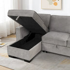 Schlafsofa Futonbett mit USB-Anschlüssen und Getränkehaltern, Sektionalsofa mit Stauraum-Recamiere