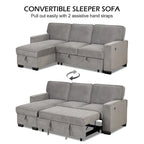 Schlafsofa Futonbett mit USB-Anschlüssen und Getränkehaltern, Sektionalsofa mit Stauraum-Recamiere