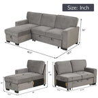 Schlafsofa Futonbett mit USB-Anschlüssen und Getränkehaltern, Sektionalsofa mit Stauraum-Recamiere