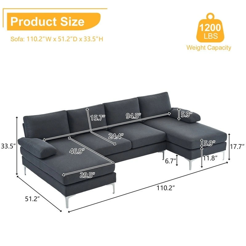 U-förmiges modulares Sofa für 4 Personen für den Innenbereich