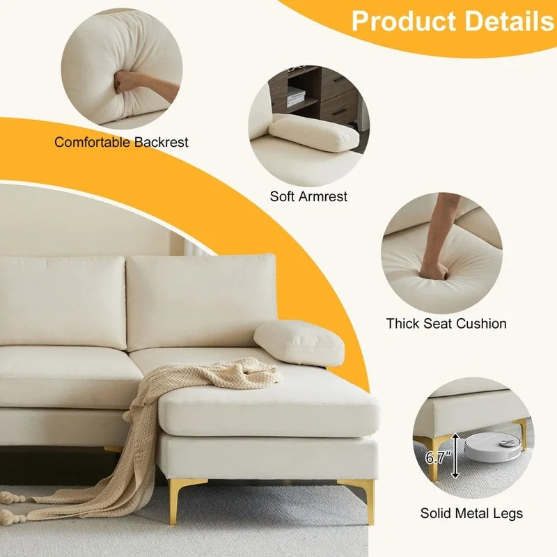 U-förmiges modulares Sofa für 4 Personen für den Innenbereich