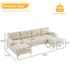U-förmiges modulares Sofa für 4 Personen für den Innenbereich